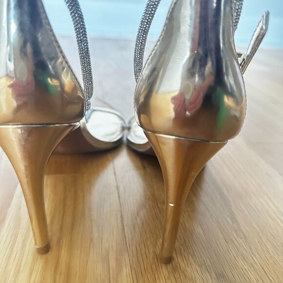 BCBGMAXAZRIA Platinum Rhinestone Heels – Size 9, Elegant Evening Sandals - Picture 5 of 6